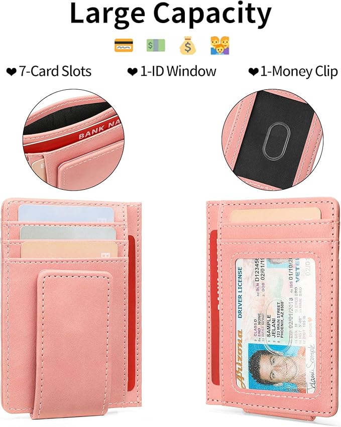 Magnetic Closure Slim Wallet for Men Leather RFID Blocking Minimalist Front Pocket Money Clip Wallet Credit Card Holder