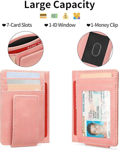 Magnetic Closure Slim Wallet for Men Leather RFID Blocking Minimalist Front Pocket Money Clip Wallet Credit Card Holder