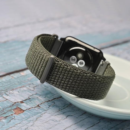 WOCCI 21mm Adjustable Nylon Watch Band, Quick Release Sport Loop Strap (Army Green)