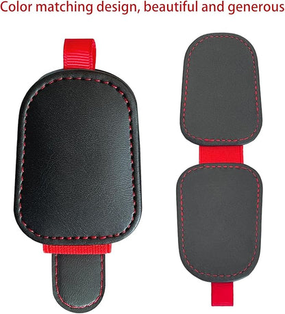 2 Pack Sunglasses Holder for Car Visor, Magnetic Leather Eyeglass Clip, Applicable to Most Eyeglasses,Ticket，Notes and Non-Magnetic Cards, etc. (Black)