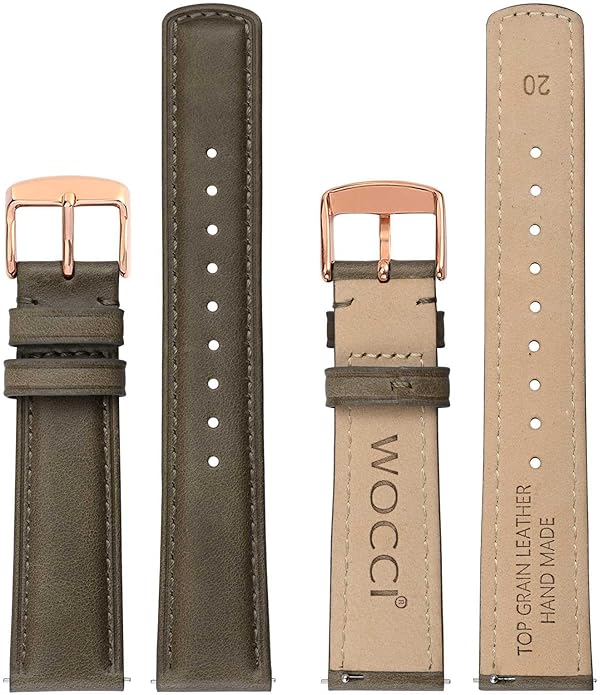 WOCCI Quick Release Watch Band, Distressed Genuine Leather, Stainless Steel Buckle, Strap Width 18mm 19mm 20mm 22mm 24mm