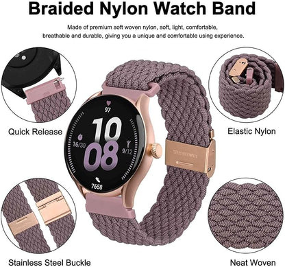 WOCCI 20mm Braided Nylon Watch Band for Men and Women, Quick Release, Rosegold Stainless Steel Buckle (Woodrose)