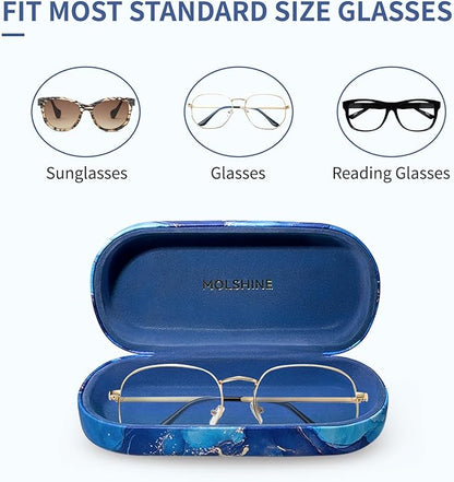 molshine Hard Shell Leather Sunglasses Case,Classic Large Glasses Case for Women Men,Sunglass Eyeglasses