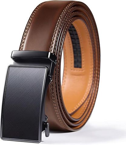 VATAN Men's Belt Leather Ratchet Belt for Men Dress Casual Every Day with Adjustable Buckle, Trim to Fit