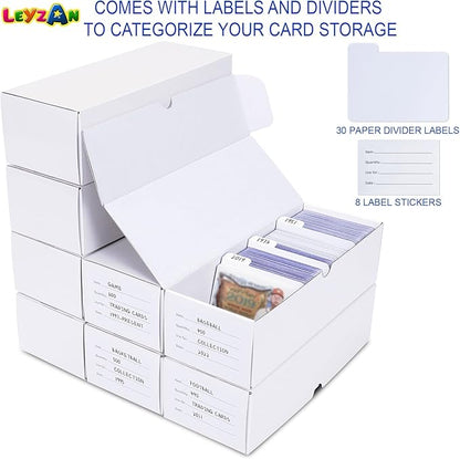 Trading-Card Storage Box, 8-Pack • 600 Count Corrugated Cardboard Storage with dividers & labels for TCG/Magic/Mtg storage and Collection, 10.4 INCH Horizontal