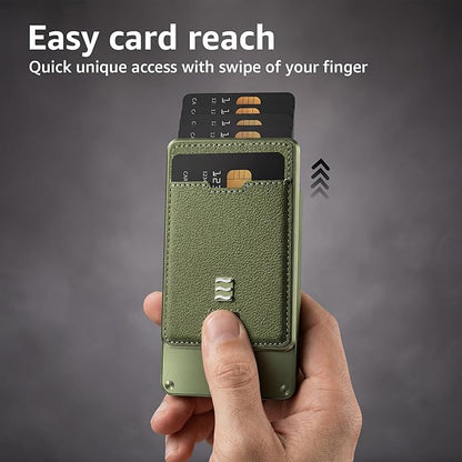 VENICE RFID Blocking Wallet, Minimalist Card Holder with Quick Access, Vegan Leather & Brushed Aluminum, Gift-Ready Packaging (Royal Green)