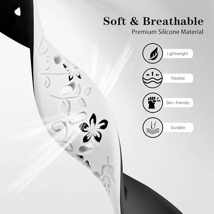 Laband 18mm Floral Engraved Band Compatible With Garmin Venu 3S 41mm/Venu 2S/Vivoactive 4S/Vivomove 3S/Venu 4 41mm/Forerunner 255S/Forerunner 265S,Soft Slim Silicone Cute Embossed Flower Strap for Men