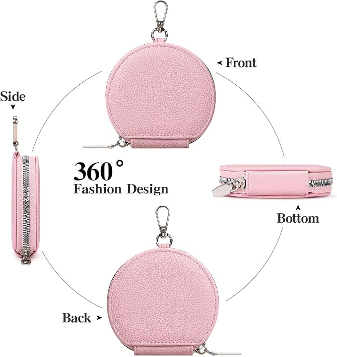 FALAN MULE Coin Purse Small Leather Pouch Wallet Round Zipper Change Pouch for Women