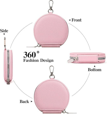 FALAN MULE Coin Purse Small Leather Pouch Wallet Round Zipper Change Pouch for Women