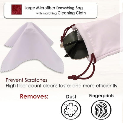 MyEyeglassCase® Large Hard Sunglasses Case | fits Large curved Sunglasses, with microfiber bag and cleaning cloth