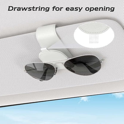 Sotfamily Sunglass Holder for Car Visor, Suede Cloth Magnetic Sunglass Organizer for Car Accessories, 2 Packs, White