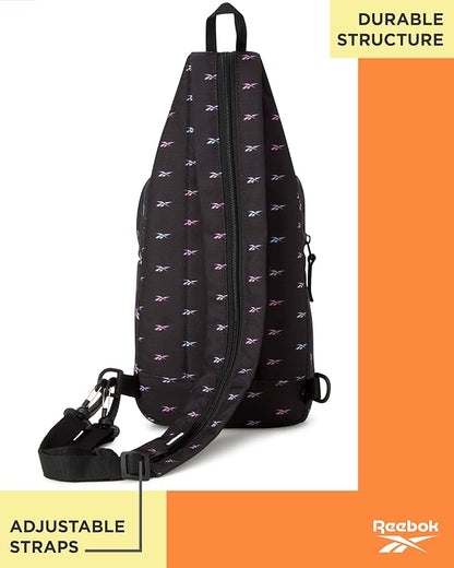 Reebok Unisex Crossbody Sling Bags – Compact Convertible Strap Cross Body Bag Travel Sling Bag - Gym & Travel Essential, Cosmos Black Ombre