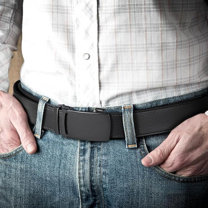 BOSTANTEN Mens Belt Leather Ratchet Belt For Men Dress and Casual with Adjustable Buckle, Trim to Fit
