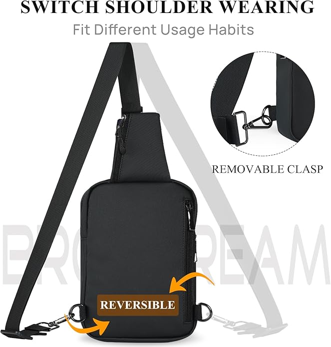 BROADREAM Mini Sling Bag for Men Women Small Crossbody Backpack Shoulder Bags with RFID & Waterproof for Hiking Trave Running