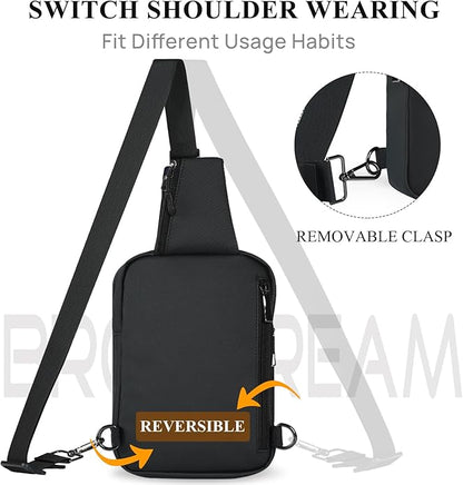 BROADREAM Mini Sling Bag for Men Women Small Crossbody Backpack Shoulder Bags with RFID & Waterproof for Hiking Trave Running