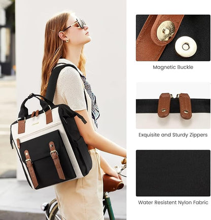 LOVEVOOK Laptop Backpack,Teacher Nurse Work Travel Backpacks Purse for Women, Computer Bag, 17 inch Black Brown