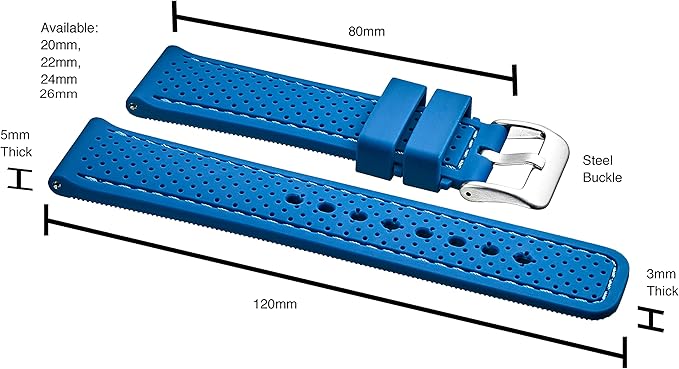 ALPINE Sporty Premium Soft Silicone Adjustable Watch Band - Replacement Rubber Watch Bands for Women & Men - Waterproof Quick Release Watch Straps - Compatible with Regular & Smart Watch Bands