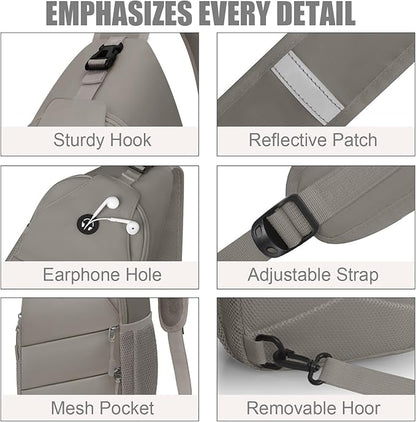 Pritent Crossbody Bags for Women Men Trendy Sling Bag Backpack Casual Chest Bag with Convertible Shoulder Strap