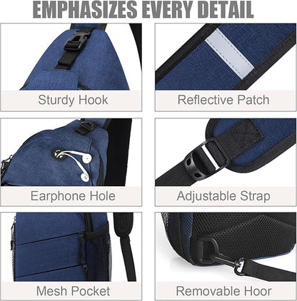 Pritent Crossbody Bags for Women Men Trendy Sling Bag Backpack Casual Chest Bag with Convertible Shoulder Strap