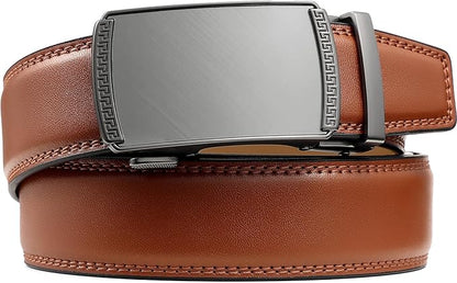 Founders & C Ratchet Belts for Men-Black/Brown Belt Leather 1 3/8" for Casual Dress-Micro Adjustable Belt