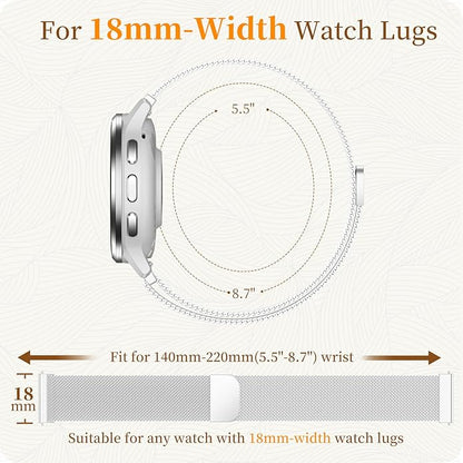 18mm 20mm Metal Band Compatible for Garmin Vivoactive 5/6/4S/3 Watch Bands, Soft Stainless Steel Mesh Strap for Garmin Venu 3S/Venu 2S/Sq Watch Band, Forerunner 55/245/255S/265S Watch Band Women Men
