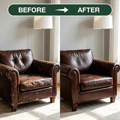 Dark Brown Leather Repair Kit, Leather Recoloring Balm – Restore & Repair Faded Leather on Couches, Car Seats, Shoes & Furniture | Leather Color Restorer & Conditioner | Easy DIY Application