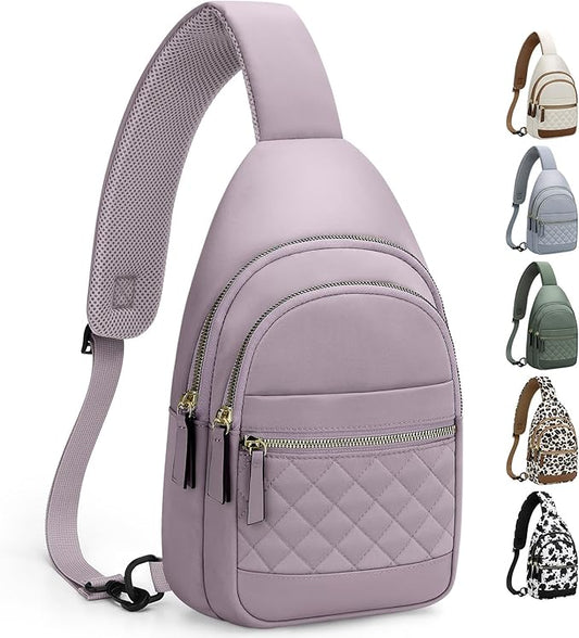 Capolo Sling Bag for Women Men Waterproof Crossbody Bags for Women Trendy Casual Fanny Pack with Convertible Shoulder Strap Chest Bag for Travel Hiking(Purple, Medium)