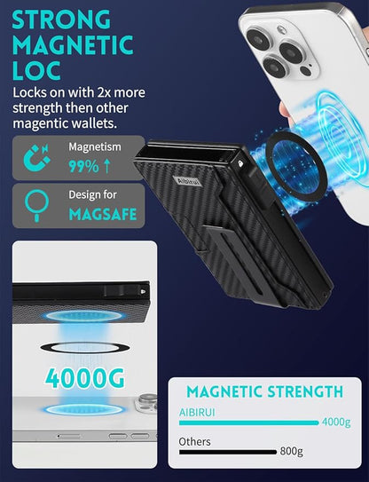 Ridge Wallets for Men,Magnetic Wallet for iPhone 17/16/15/14/13/12 Series,Magsafe Wallet with Money Clip,Card Holder,Holds 8 Cards & Bills,Ridge Wallet by Aluminum &Microfiber Leather