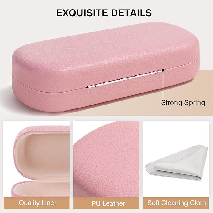 Marvolia Glasses Case Large Hard Shell Eyeglasses Case PU Leather Protective Case for Sunglasses Eyeglasses