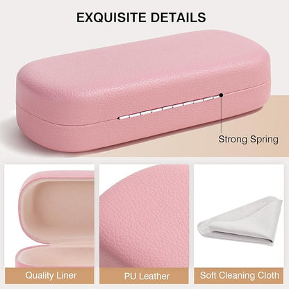 Marvolia Glasses Case Large Hard Shell Eyeglasses Case PU Leather Protective Case for Sunglasses Eyeglasses