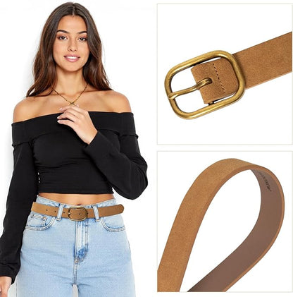 MJNUONE Leopard Print Belt for Women Leather Waist Belts Classic Needle Buckle Animal Printed forJeans dress Party Outfits