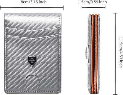 Mens Wallet Leather Credit Card Holder Slim Bifold RFID Blocking Front Pockets Minimalist Wallets for Men with ID Window