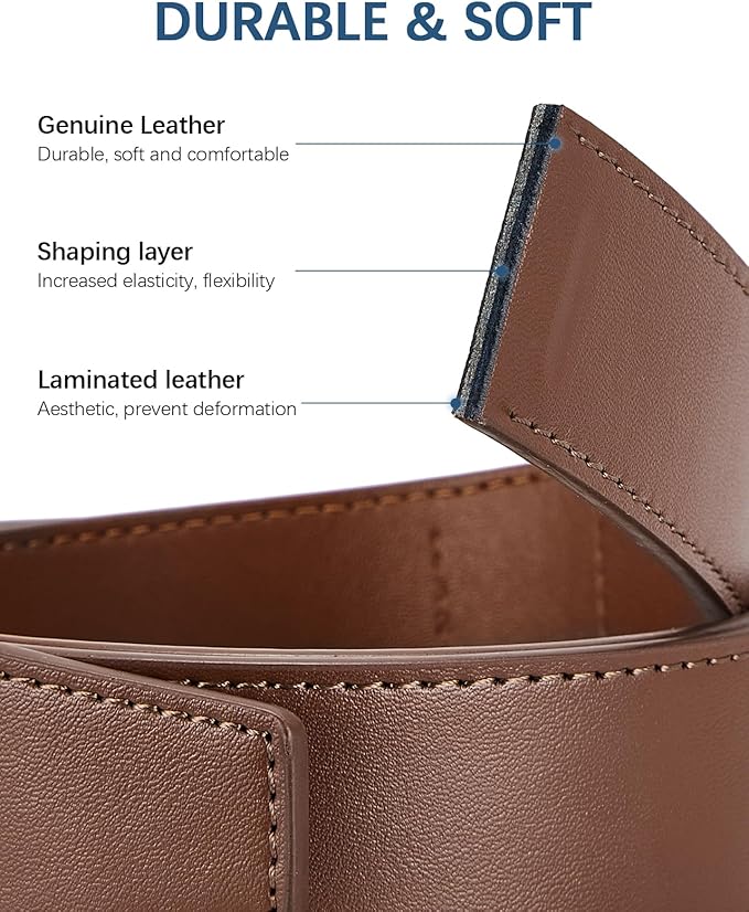 BOSTANTEN Mens Belt Leather Ratchet Belt For Men Dress and Casual with Adjustable Buckle, Trim to Fit