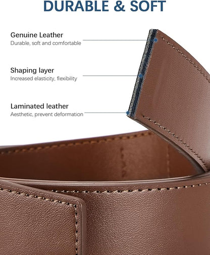 BOSTANTEN Mens Belt Leather Ratchet Belt For Men Dress and Casual with Adjustable Buckle, Trim to Fit