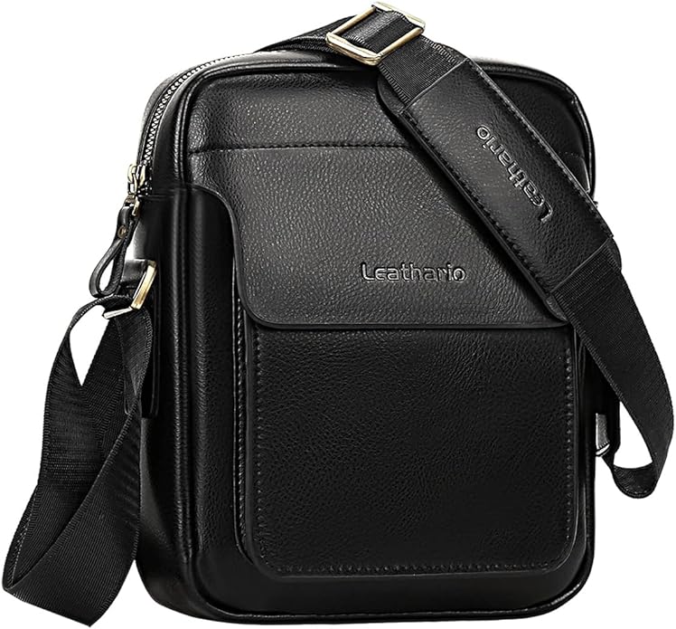 Leathario Crossbody Bag For Men Vegan Leather Shoulder Messenger Purse Sling Satchel Bag For Work Business Travel | Vegan Leather, Purse, For Work, Business, Travel