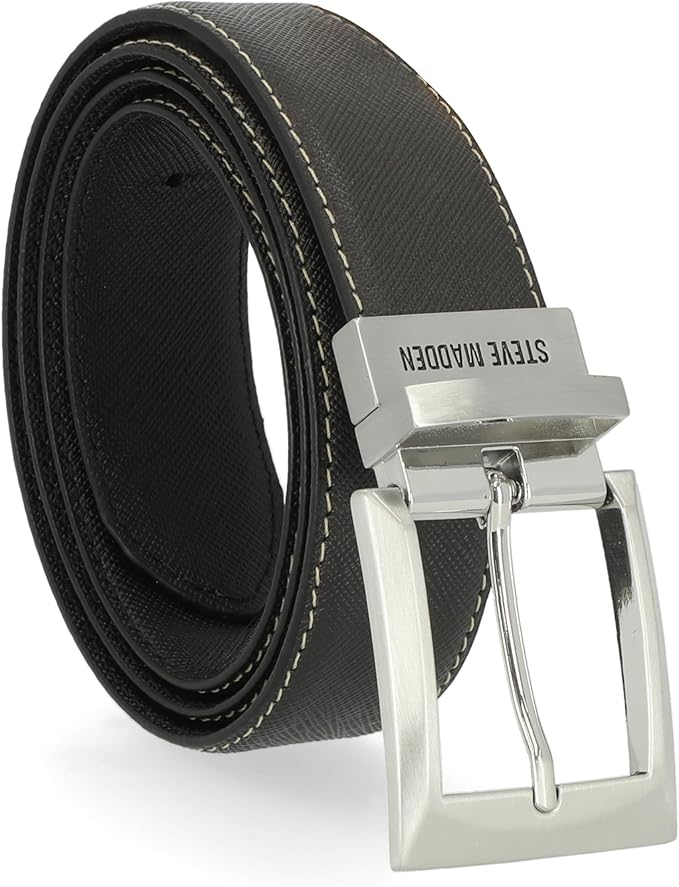 Steve Madden Men's Reversible Men's Dress Casual Every Day Leather Belt