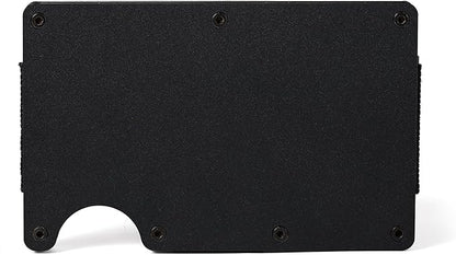 Minimalist Carbon Fiber Wallet for Men, Money Clip Cash Strap Wallet, RFID Blocking Metal Wallet Aluminum Card Holder,Front Pocket Wallet(Matte Black)