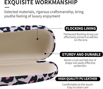 PERFECTSIGHT Hard Shell Eyeglasses Case, PU Leather Protective Glasses Case, Cute Eyeglass Case for Women Men Girls