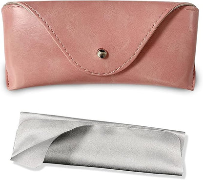 LogHog Portable Leather Glasses Case,Flexible Sunglasses Pouch Slim Case for Women Men Horizontal Eyeglass Case