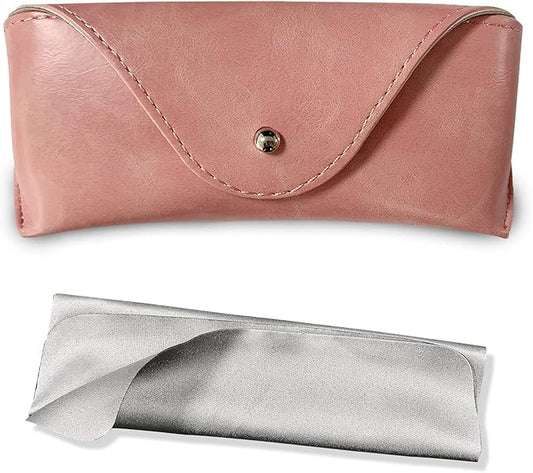 LogHog Portable Leather Glasses Case,Flexible Sunglasses Pouch Slim Case for Women Men Horizontal Eyeglass Case