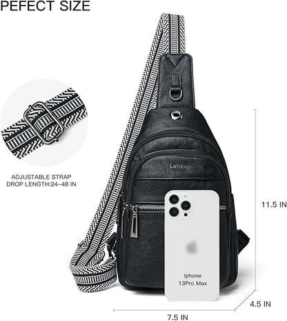LATMAP Sling Bag For Women Faux Leather Small Casual Daypack Backpack Fanny Pack Crossbody Chest Bags Purse