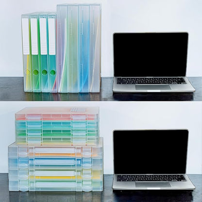 8 Packs Paper Storage Boxes, Plastic Multi-Purpose Thick Scrapbook Storage Box for Office,Craft or Art Supplies, 8.5 x 11 Plastic Portable Project Case for US letter Size and A4 paper