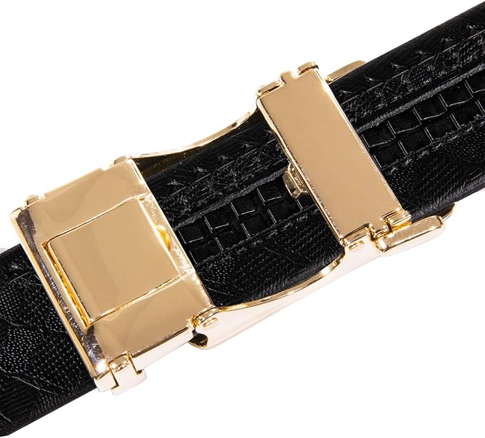Barry.Wang Mens Belts Leather Ratchet Automatic Buckle Slide Click 1 3/8" Designer Dress Fashion Classic Casual Work Business