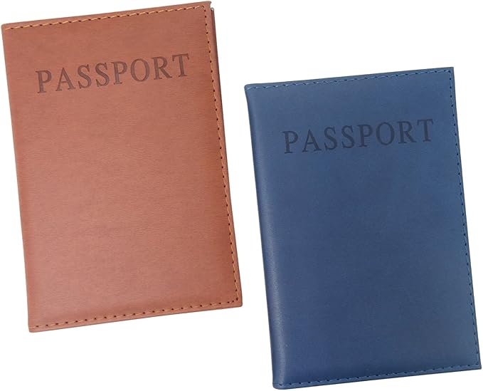 Honbay 2PCS Artificial Leather Passport Holder Cover Passport Case for Men and Women