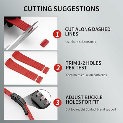 ULLCHRO Silicone Watch Band Quick Release Strap FKM Waterproof Watch Bands for Men 20mm 22mm Replacement Strap Sport Rubber Watchband