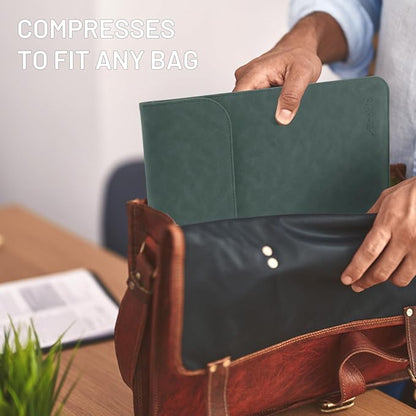 Allinside 13-13.3 inch Laptop Sleeve Case for MacBook Pro 14 2021-2026/MacBook Air 13 2010-2017/MacBook Pro 13 2010-2015, Waterproof PU Suede Leather Laptop Protective Vertical Case Cover, Dark Green
