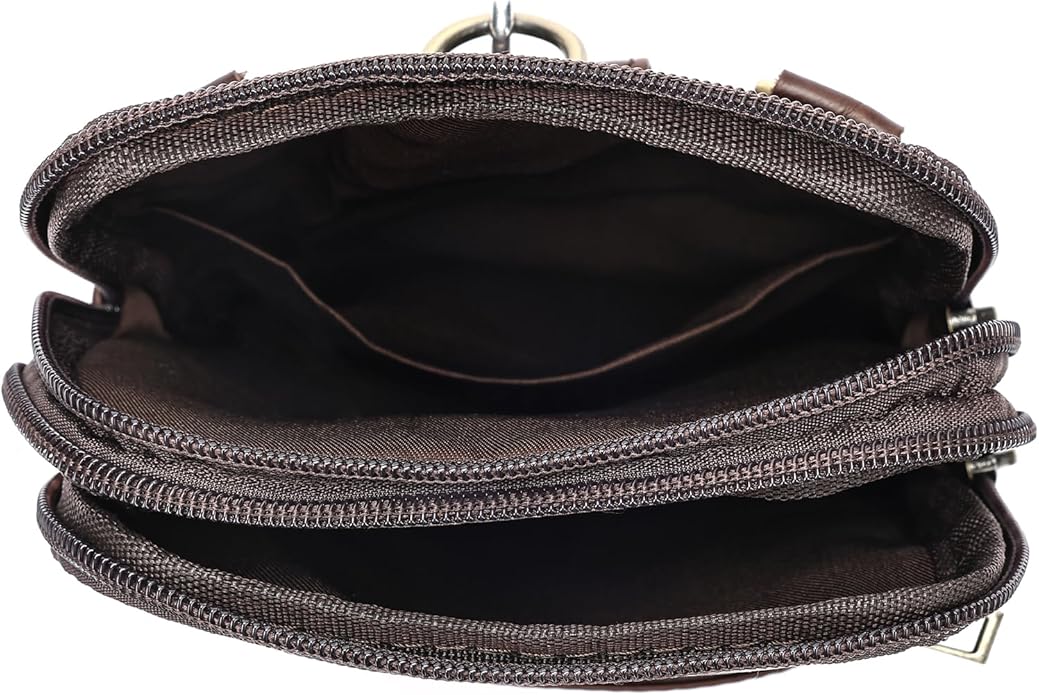 MASIWEI Real Leather Crossbody Bag for Men Women Hiking Small Purse Convertible Belt Loop Shoulder Bag for Phone Passport