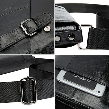 Hebetag Small Leather Sling Shoulder Bag Messenger Pack for Men Women Outdoor Travel Business