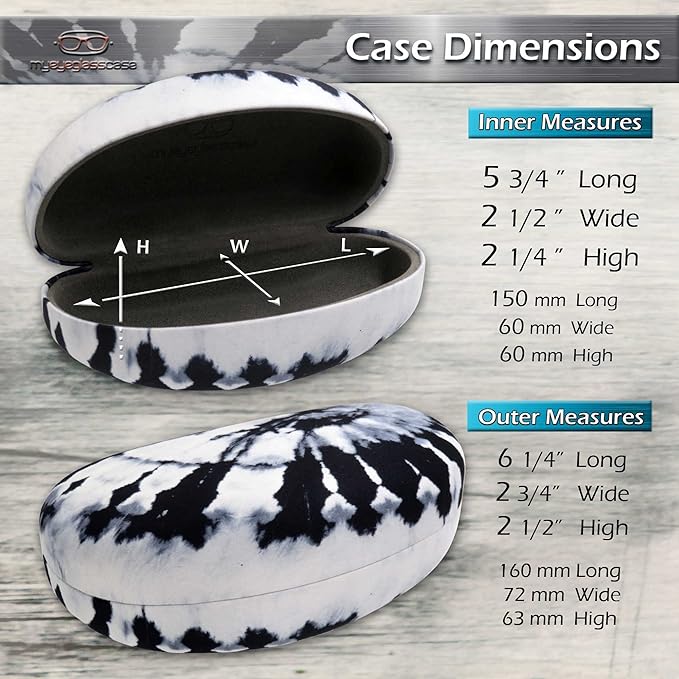 MyEyeglassCase® Large Hard Sunglasses Case | fits Large curved Sunglasses, with microfiber bag and cleaning cloth
