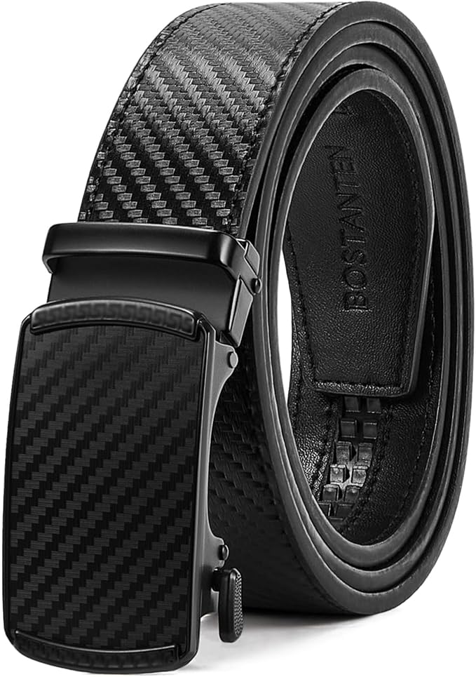 BOSTANTEN Mens Belt Leather Ratchet Belt For Men Dress and Casual with Adjustable Buckle, Trim to Fit